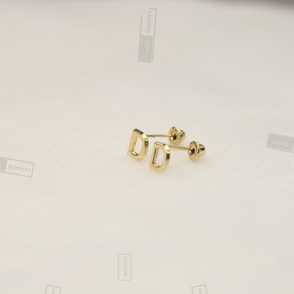14K Solid Gold Initial Stud Earrings • Perfect Gift For Girls & Teens. - Picture 5 of 13
